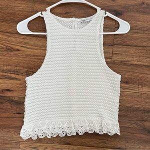 White crochet trim top